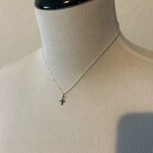 Dainty Women's Sterling Silver Cross Pendant Necklace Minimalist Jewelry 16"